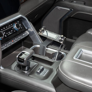 Radio Mount | 2022-2026 GMC Sierra With Refreshed Full-Length Center Floor Console (Front to Back Cup Holders, Version 1)