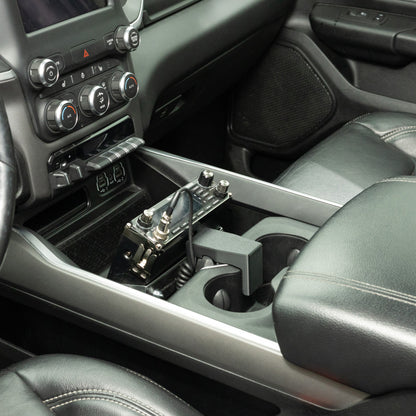 Radio Mount | 2019+ 5th Gen RAM With Full-Length Center Floor Console (Sliding Tray Without Cover)