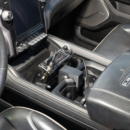 Radio Mount | 2019+ 5th Gen RAM With Full-Length Center Floor Console (Sliding Tray With Retractable Covers)